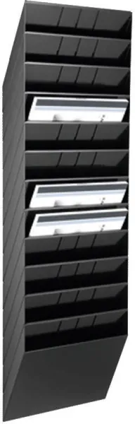 FLEXIBOXX fackssystem med 12 fack svart A4 liggande