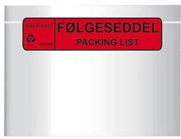 Docustick Standard följesedelsficka med tryck C5 225 mm x 165 mm
